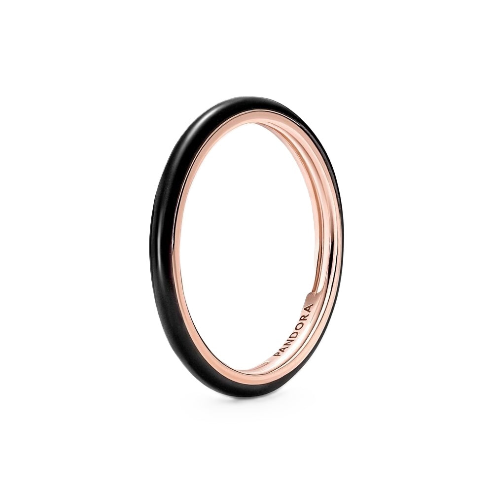 Women's Jewellery PANDORA JEWELS Mod. BLACK ENAMEL - RING - Size 52 ***SPECIAL PRICE***