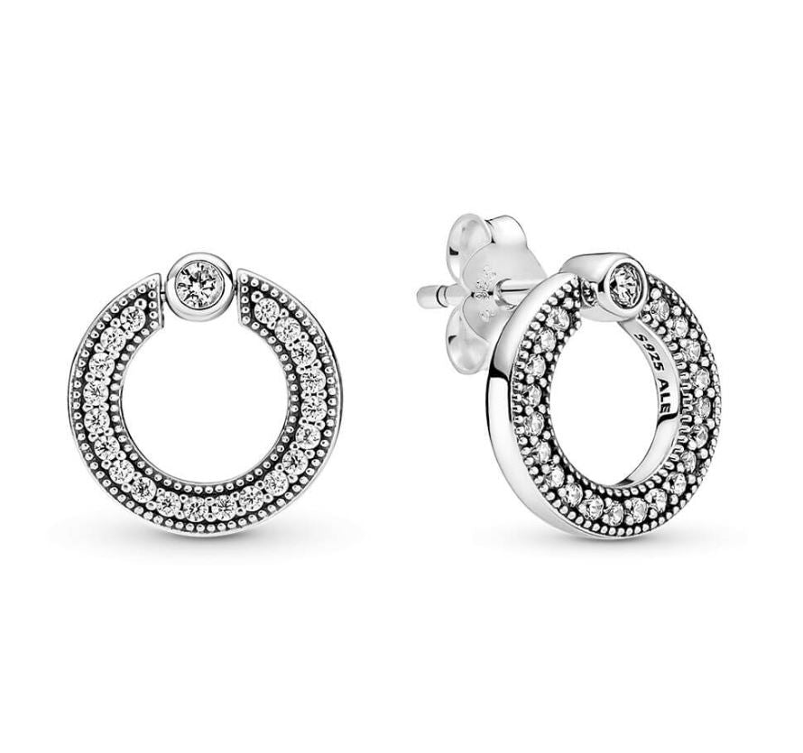 Women's Jewellery PANDORA Mod. PAVE & LOGO CIRCLE REVERSIBLE STUD EARRINGS