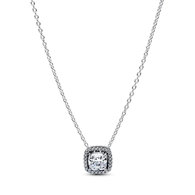 Women's Jewellery PANDORA JEWELRY Mod. SPARKLING SQUARE GREEN HALO PENDANT NECKLACE