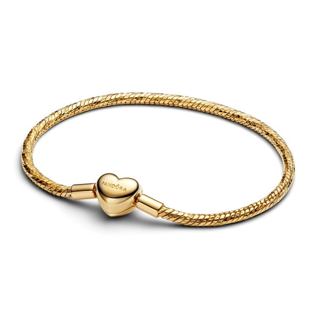 Women's Jewellery PANDORA JEWELRY Mod. HEART CLASP FACETED SNAKE CHAIN BRACELET