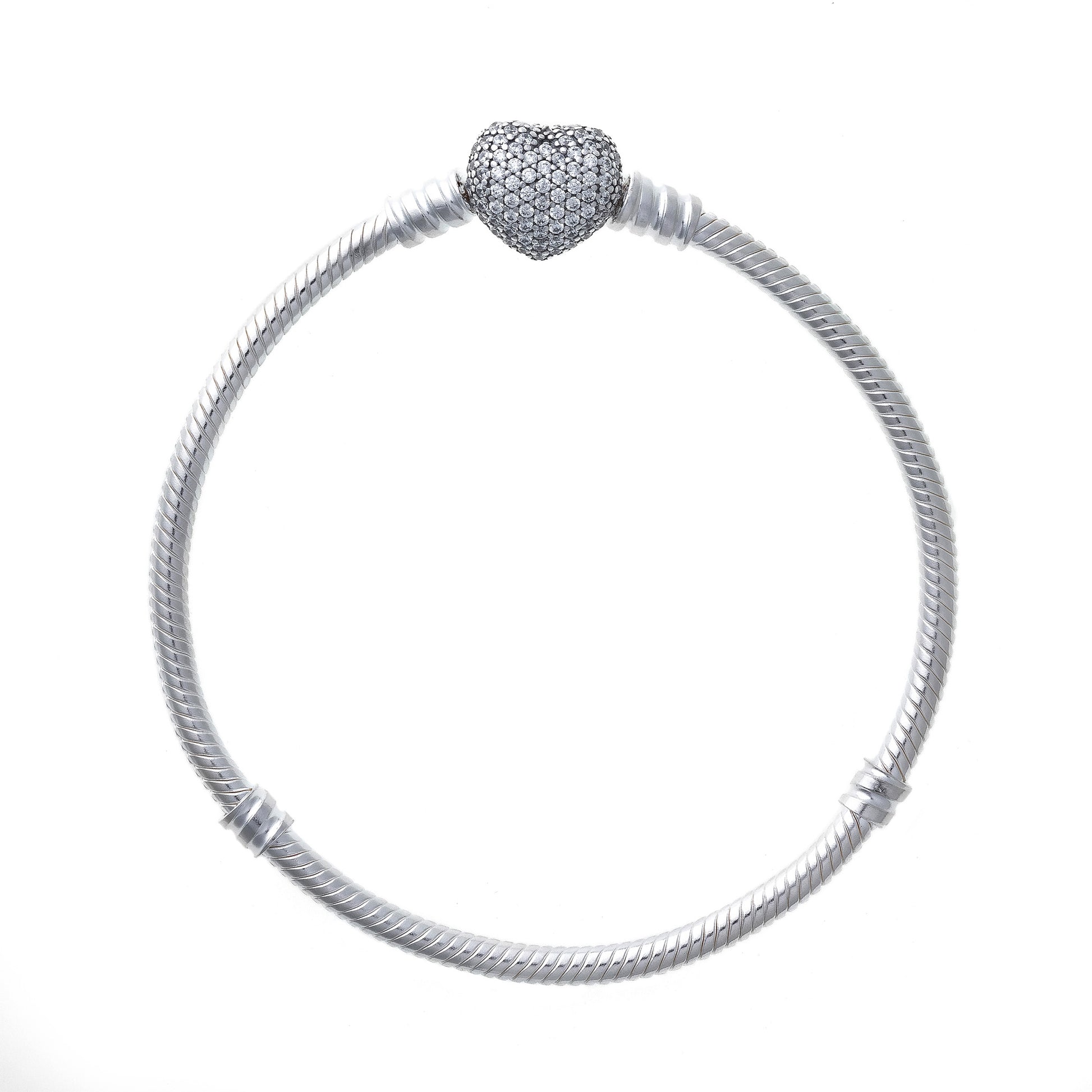 Women's Jewellery PANDORA Mod. MOMENTS SPARKLING HEART PAVE CLASP SNAKE CHAIN BRACELET
