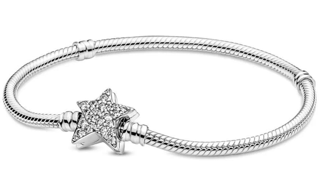 Women's Jewellery PANDORA Mod. ASYMMETRIC STAR CLASP SNAKE CHAIN BRACELET