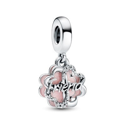 Women's Jewellery PANDORA Mod. FOUR-LEAF CLOVER FRIENDSHIP DOUBLE DANGLE CHARM