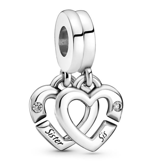 Women's Jewellery PANDORA Mod. LINKED SISTER HEARTS SPLIT DANGLE CHARM