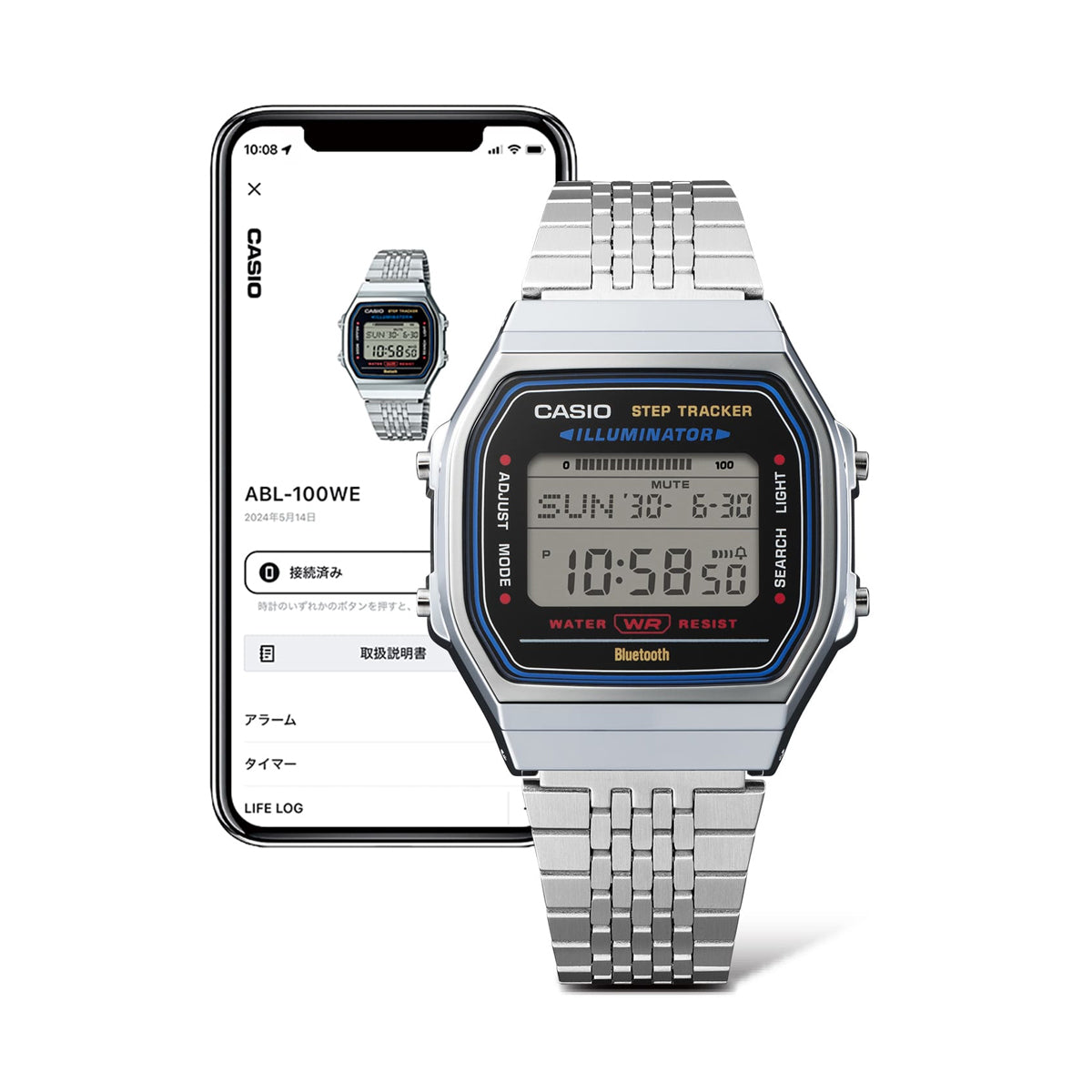 Unisex Watch CASIO VINTAGE Mod. BLUETOOTH® SMARTPHONE LINK - STEEL - built-in accelerometer senses body movements + steps counter - BLACK
