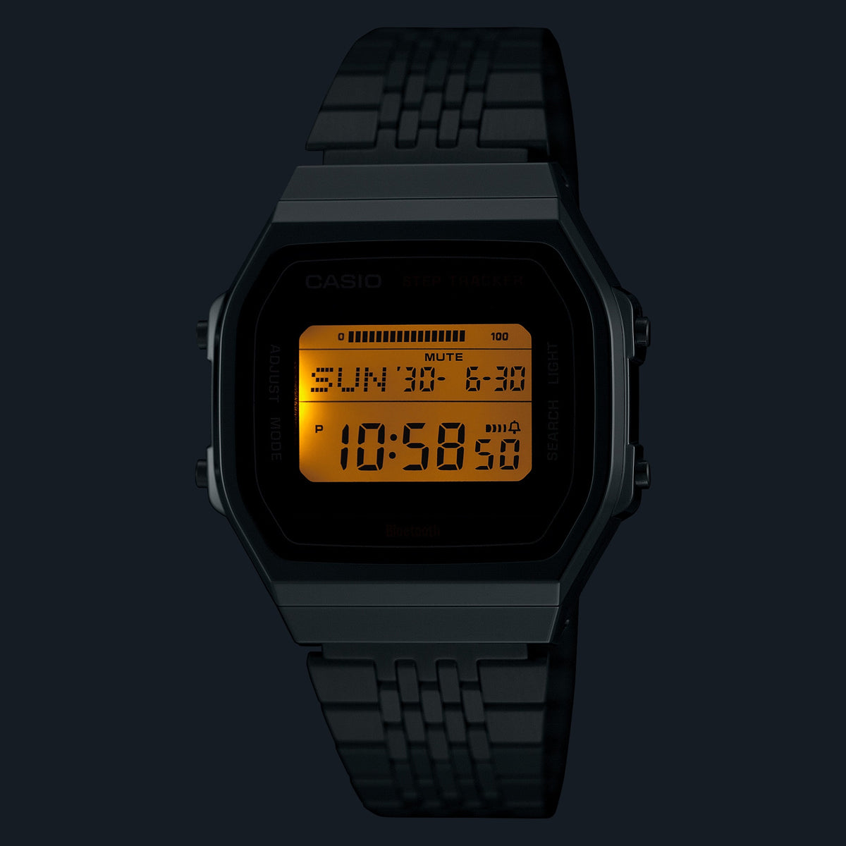 Unisex Watch CASIO VINTAGE Mod. BLUETOOTH® SMARTPHONE LINK - STEEL - built-in accelerometer senses body movements + steps counter - BLACK