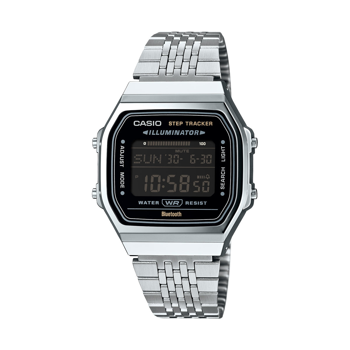 Unisex Watch CASIO VINTAGE Mod. BLUETOOTH® SMARTPHONE LINK - STEEL - built-in accelerometer senses body movements + steps counter - BLACK