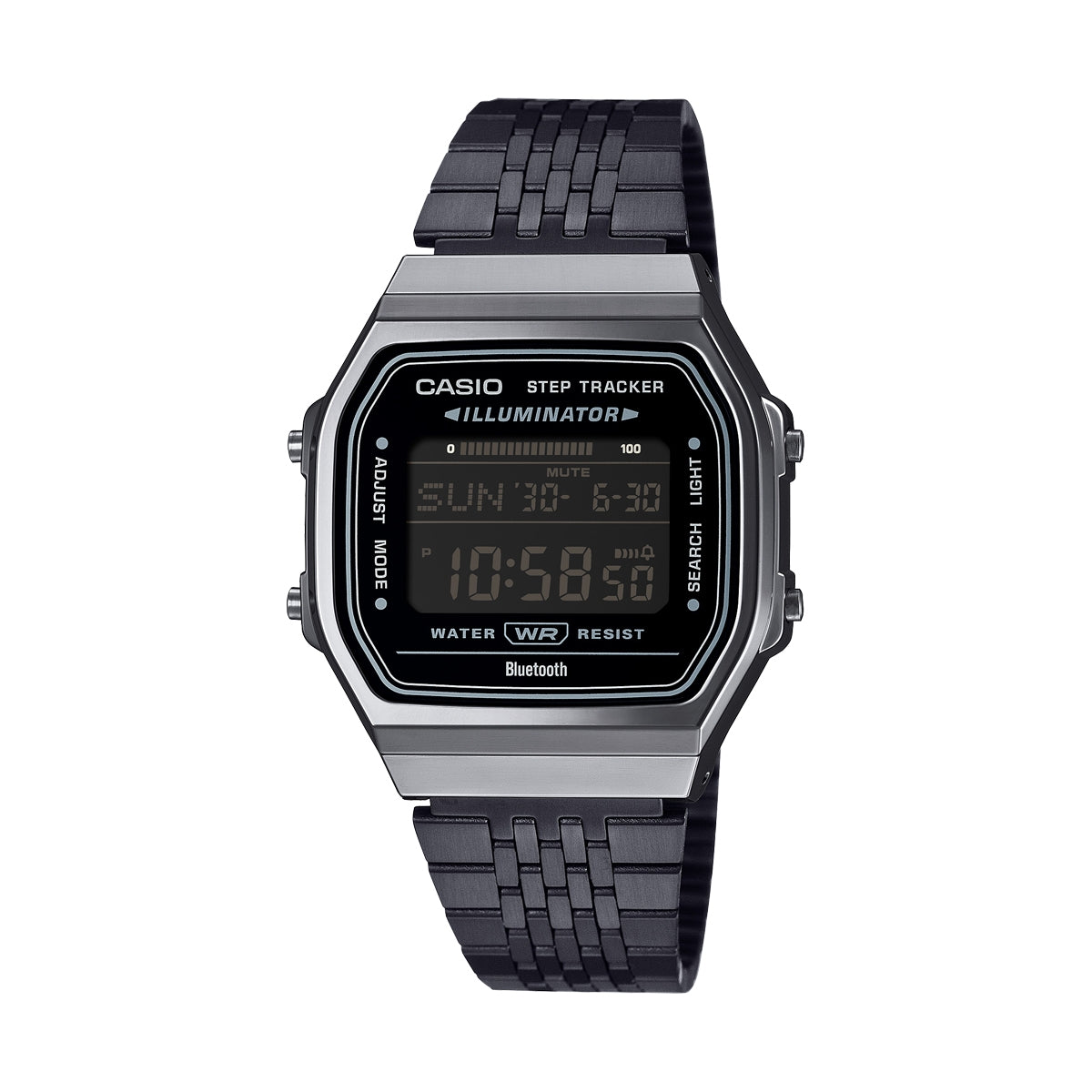 Unisex Watch CASIO VINTAGE Mod. BLUETOOTH® SMARTPHONE LINK - BLACK - built-in accelerometer senses body movements + steps counter - ALL BLACK