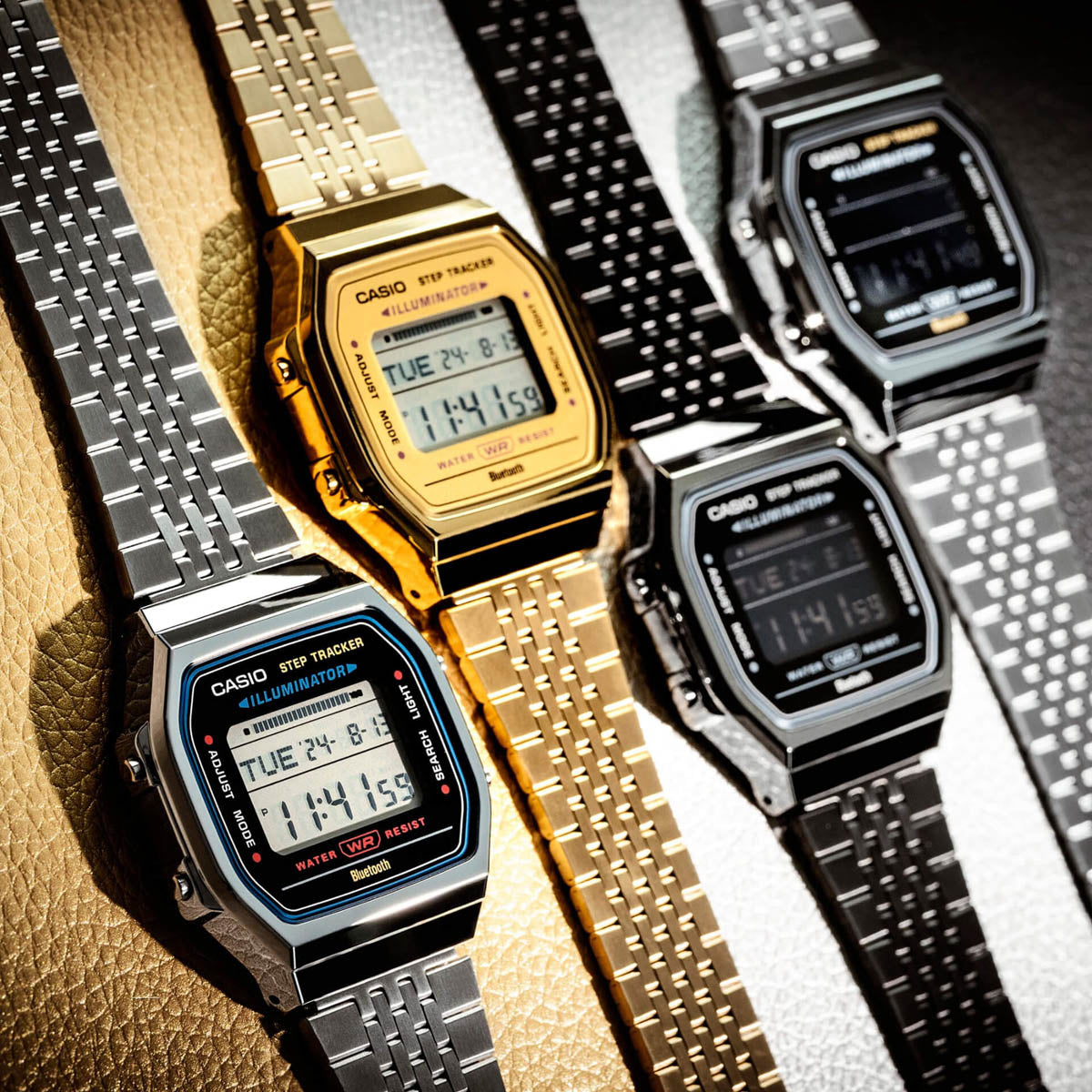 Unisex Watch CASIO VINTAGE Mod. BLUETOOTH® SMARTPHONE LINK - BLACK - built-in accelerometer senses body movements + steps counter - ALL BLACK