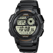 Men's Watch CASIO SPORT Mod. DIVER - WORLD TIME ILLUMINATOR 5 ALARMS, 10 YEARS BATTERY - BLACK