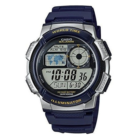 Men's Watch CASIO SPORT Mod. DIVER - WORLD TIME ILLUMINATOR 5 ALARMS, 10 YEARS BATTERY - NIGHT BLUE
