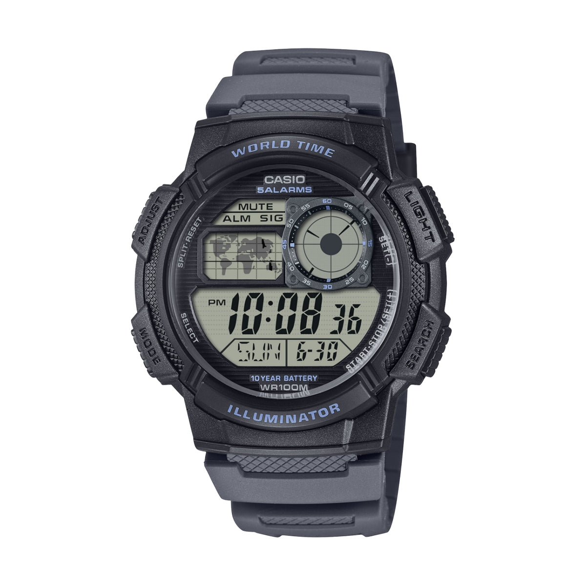 Men's Watch CASIO SPORT Mod. DIVER - WORLD TIME ILLUMINATOR 5 ALARMS, 10 YEARS BATTERY