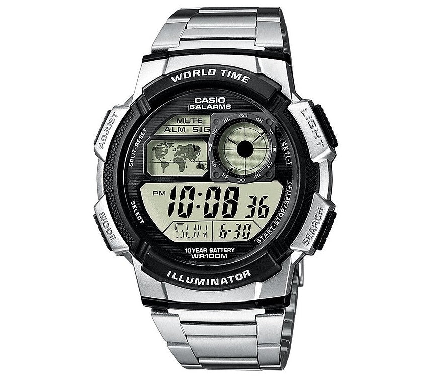 Men's Watch CASIO SPORT Mod. DIVER - WORLD TIME ILLUMINATOR - 5 ALARMS, 10 YEARS BATTERY - BLACK