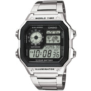 Men's Watch CASIO SPORT Mod. DIVER - WORLD TIME ILLUMINATOR 5 ALARMS - FUTURE CLASSIC COLLECTION - SILVER STEEL
