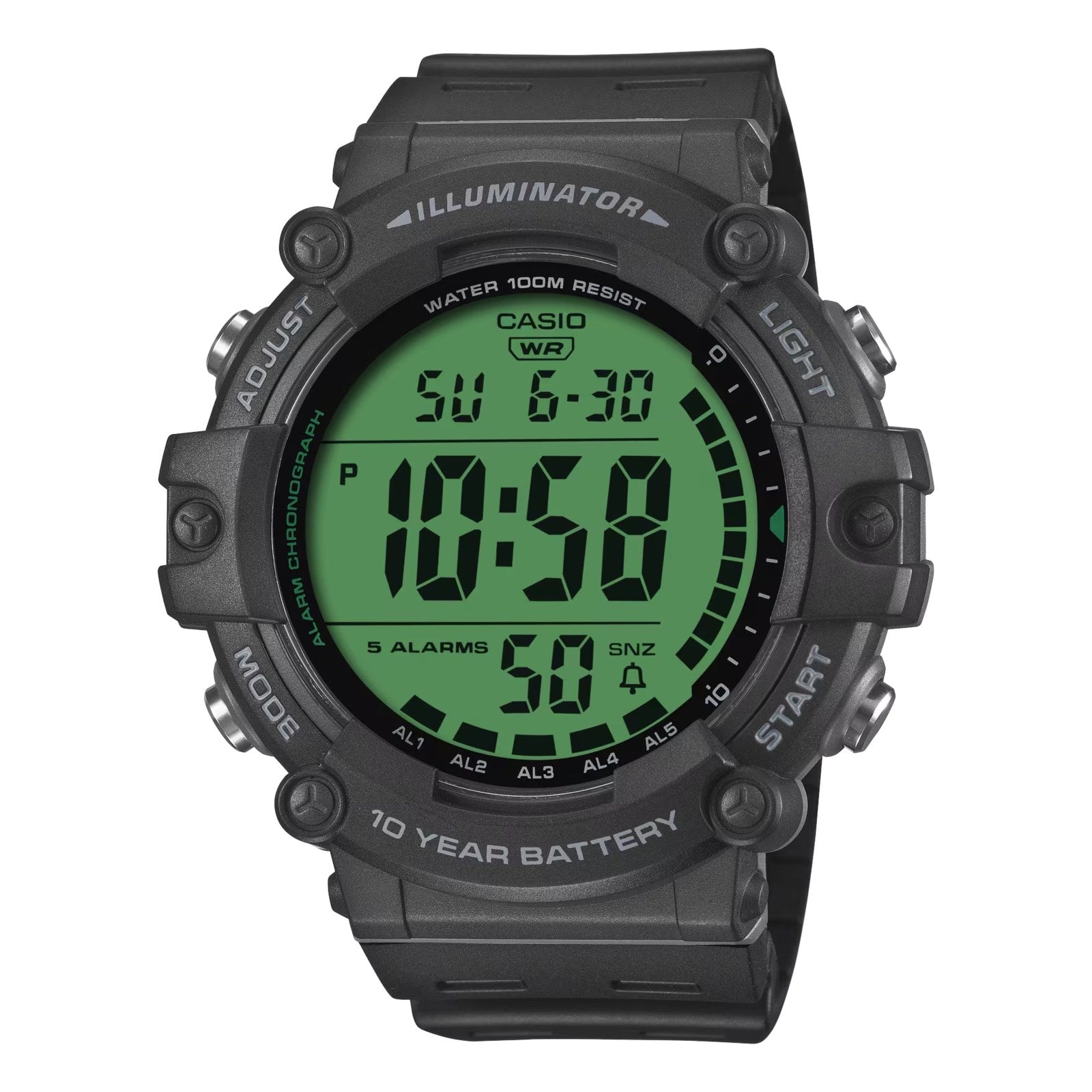 Men's Watch CASIO SPORT Mod. DIVER - ILLUMINATOR WORLDTIME 10 YEARS BATTERY - COLOR SERIE - BLACK