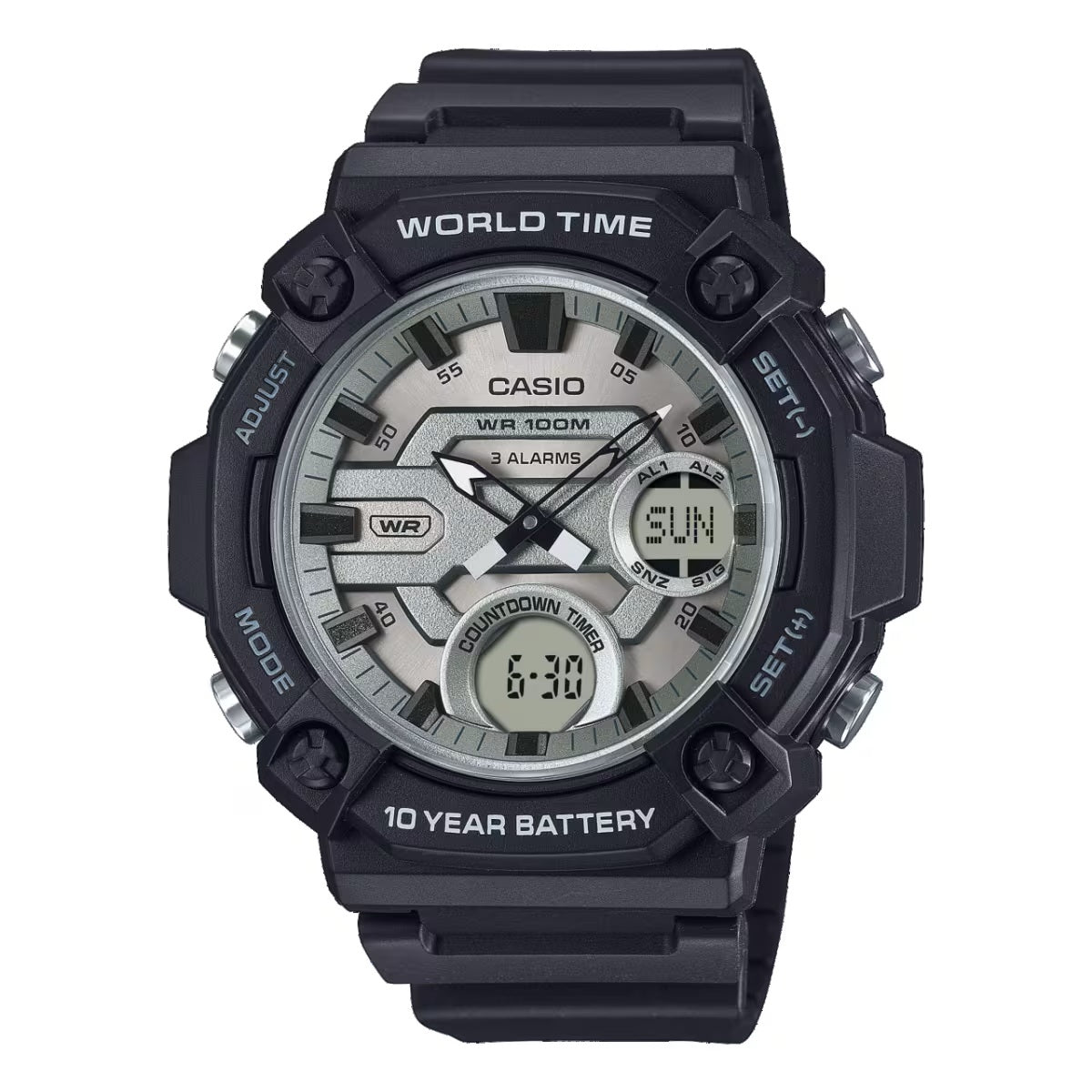 Men's Watch CASIO SPORT Mod. OVERSIZE 10 YEAR BATTERY - SILVER