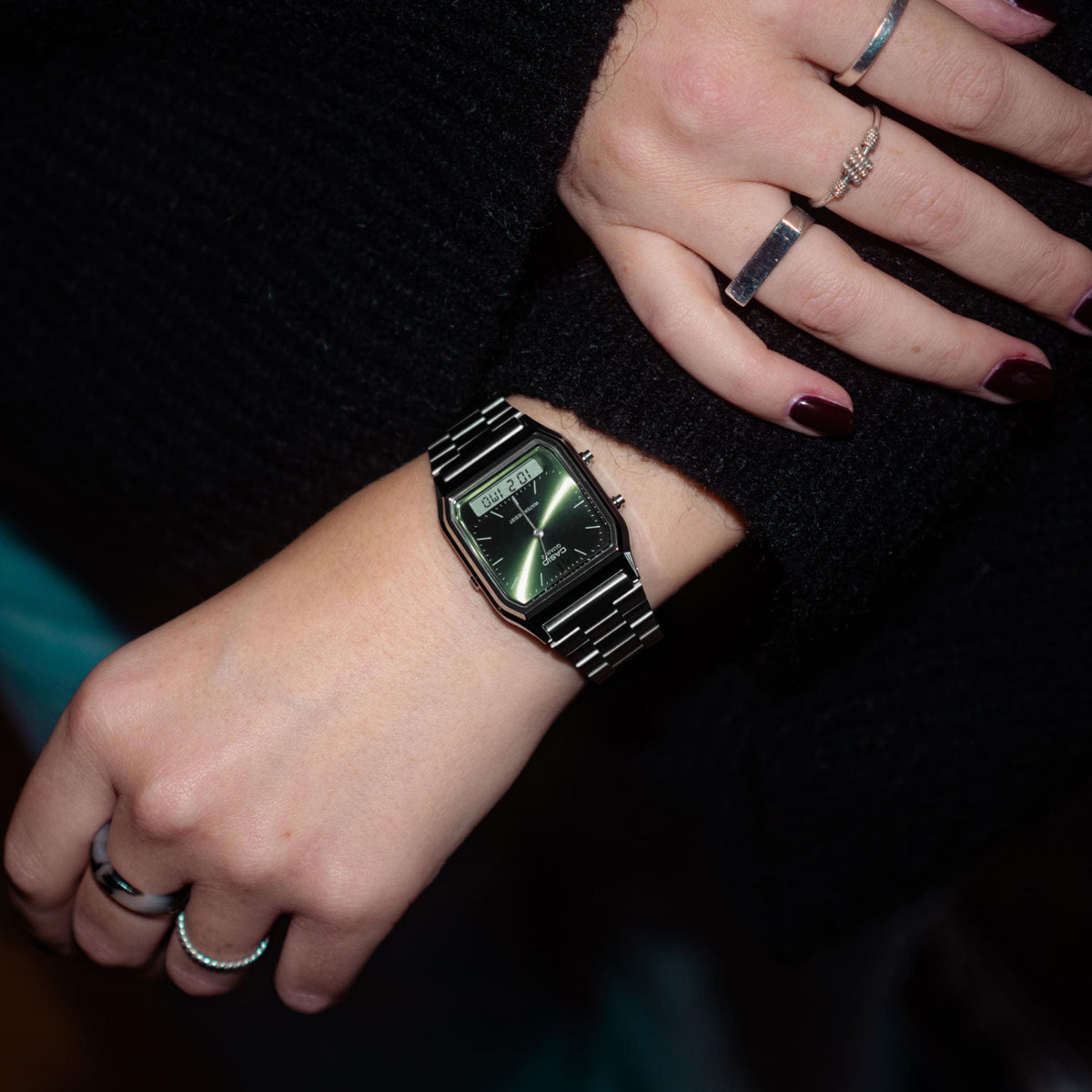 Unisex Watch CASIO VINTAGE Mod. EDGY COLLECTION SUNRAY DIAL - GREEN MOSS