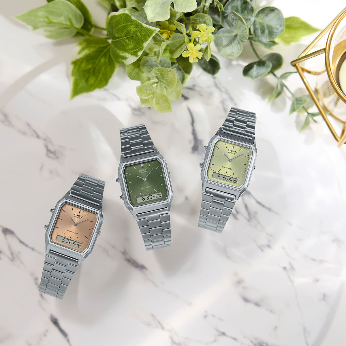 Unisex Watch CASIO VINTAGE Mod. EDGY COLLECTION SUNRAY DIAL - GREEN MOSS