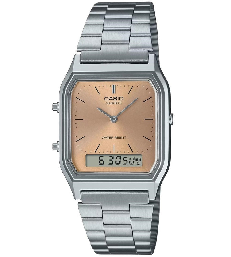Unisex Watch CASIO VINTAGE Mod. EDGY COLLECTION SUNRAY DIAL - PINK COPPER