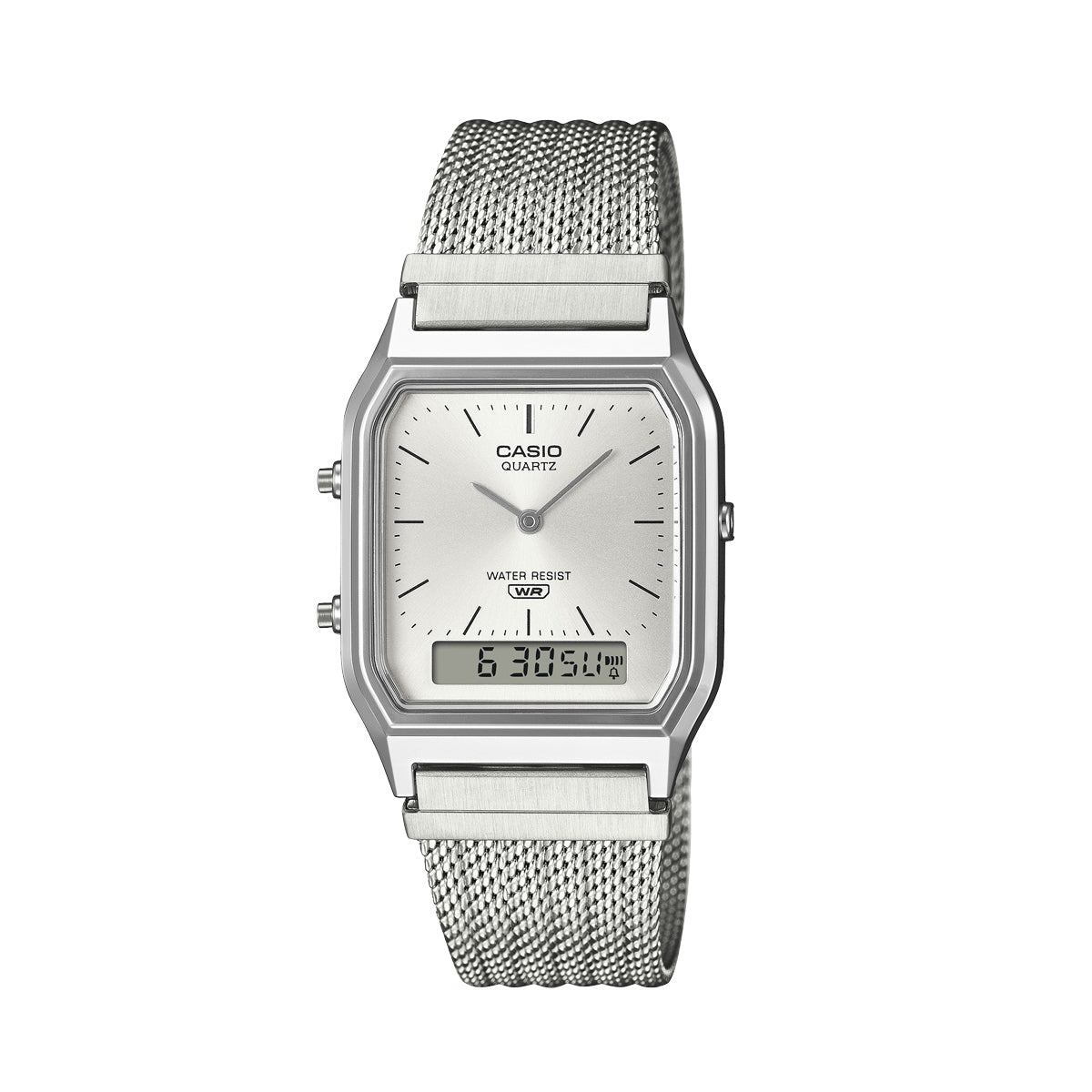 Unisex Watch CASIO VINTAGE Mod. EDGY COLLECTION SUNRAY DIAL - MESH STRAP, SILVER