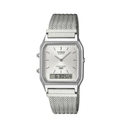 Unisex Watch CASIO VINTAGE Mod. EDGY COLLECTION SUNRAY DIAL - MESH STRAP, SILVER