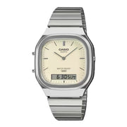 Unisex Watch CASIO VINTAGE Mod. EDGY ROUNDED SQUARE - SILVER