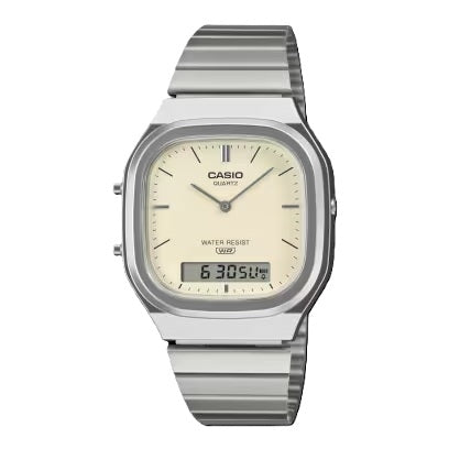 Unisex Watch CASIO VINTAGE Mod. EDGY ROUNDED SQUARE - SILVER