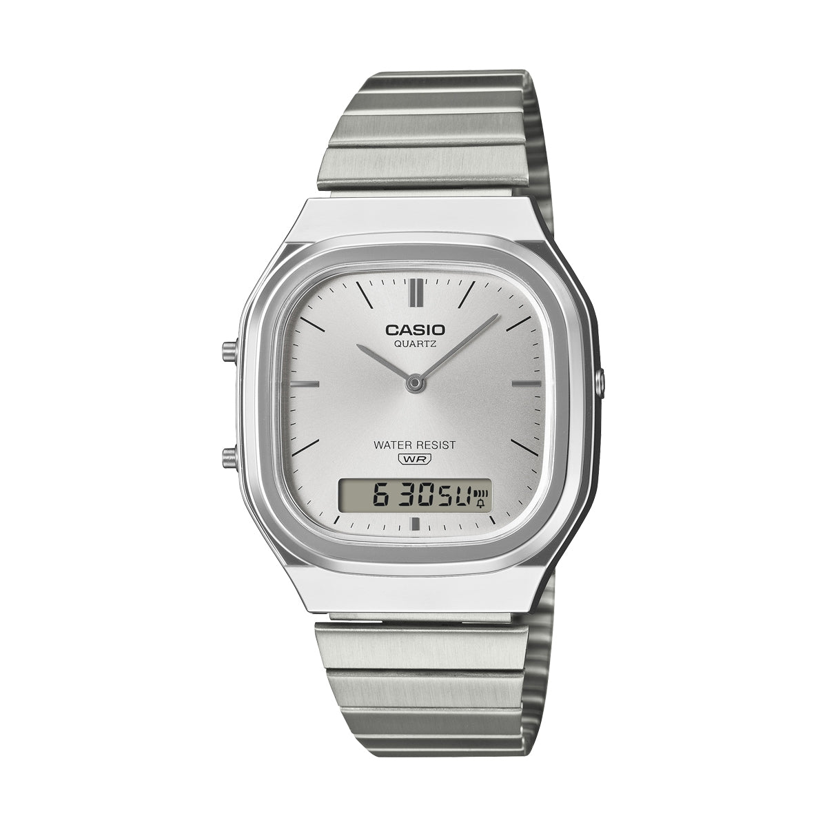 Unisex Watch CASIO VINTAGE Mod. EDGY ROUNDED SQUARE - SILVER