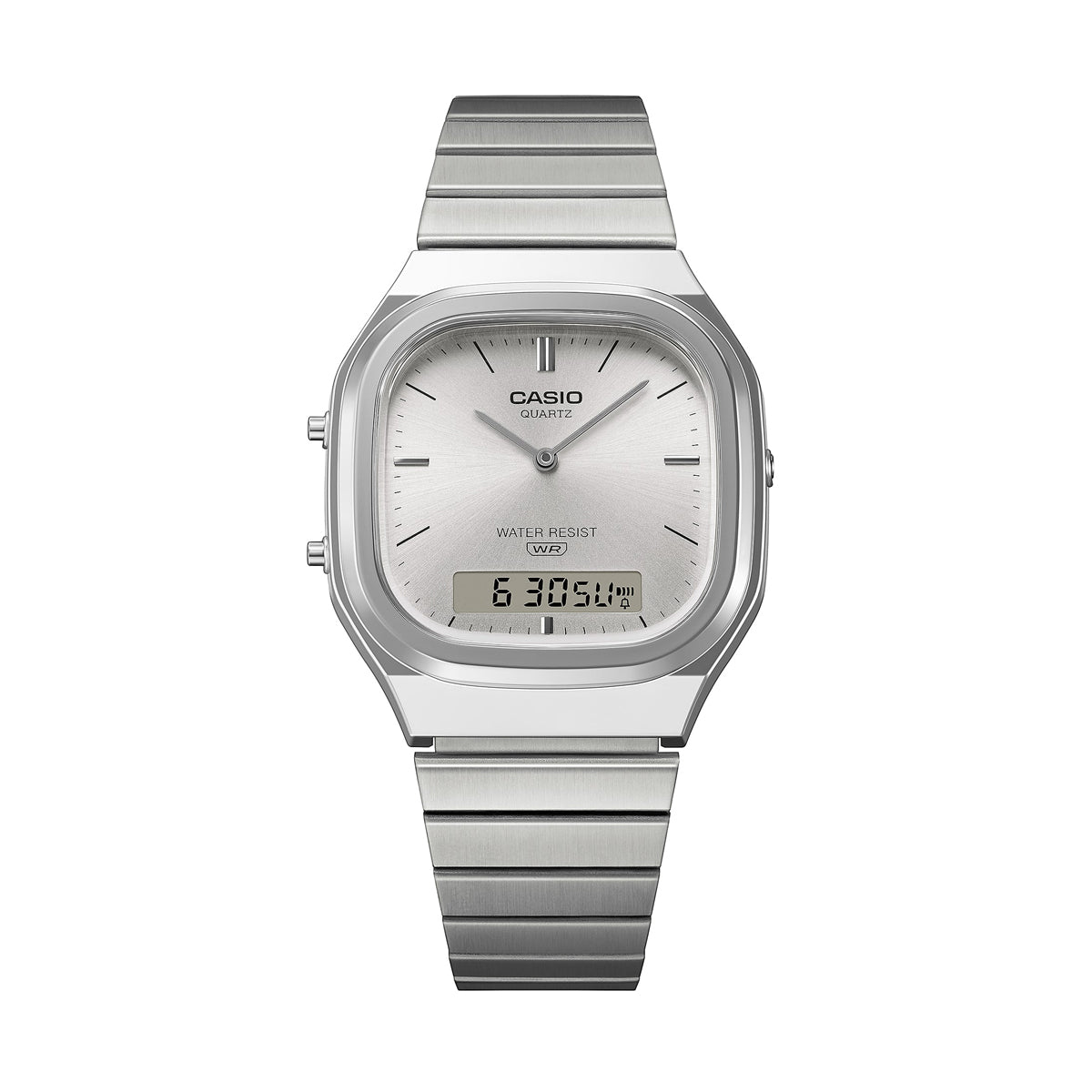 Unisex Watch CASIO VINTAGE Mod. EDGY ROUNDED SQUARE - SILVER