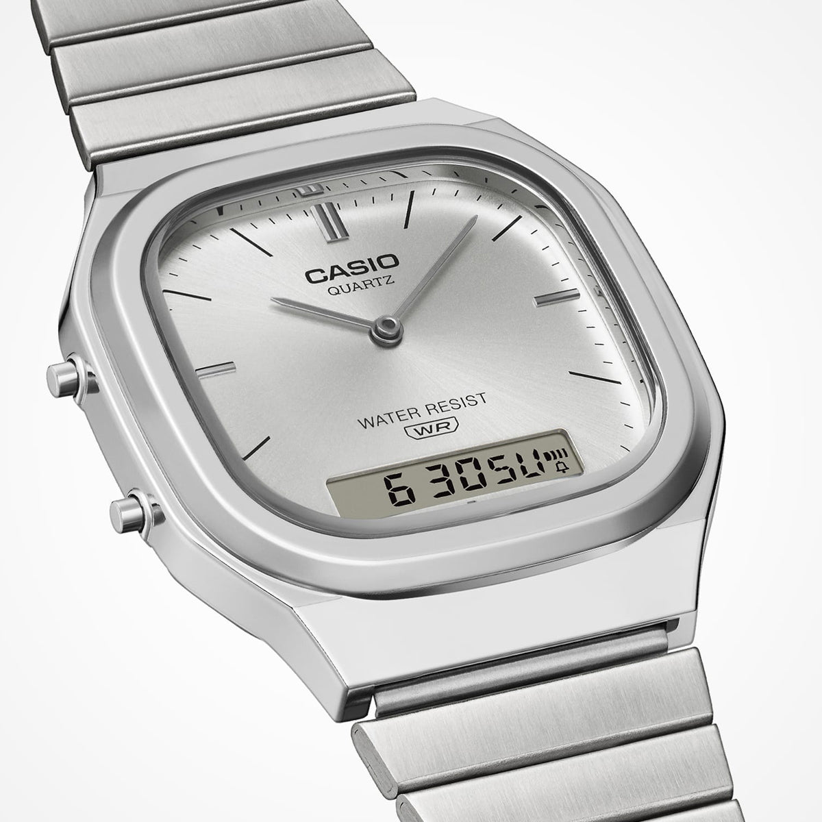 Unisex Watch CASIO VINTAGE Mod. EDGY ROUNDED SQUARE - SILVER