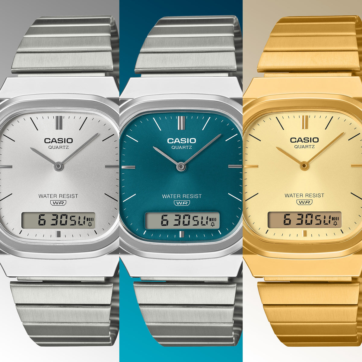 Unisex Watch CASIO VINTAGE Mod. EDGY ROUNDED SQUARE - SILVER