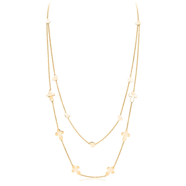 Women's Fashion Necklace AMEN Mod. CROCI CUORI DOPPIA