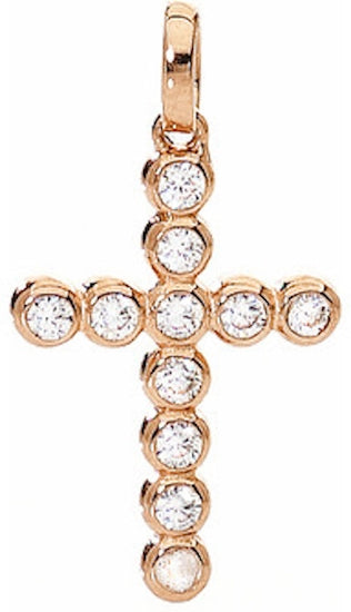 Women's Fashion Necklace AMEN Mod. CROCE PICCOLA Argento IP Oro rosa e Zirconi