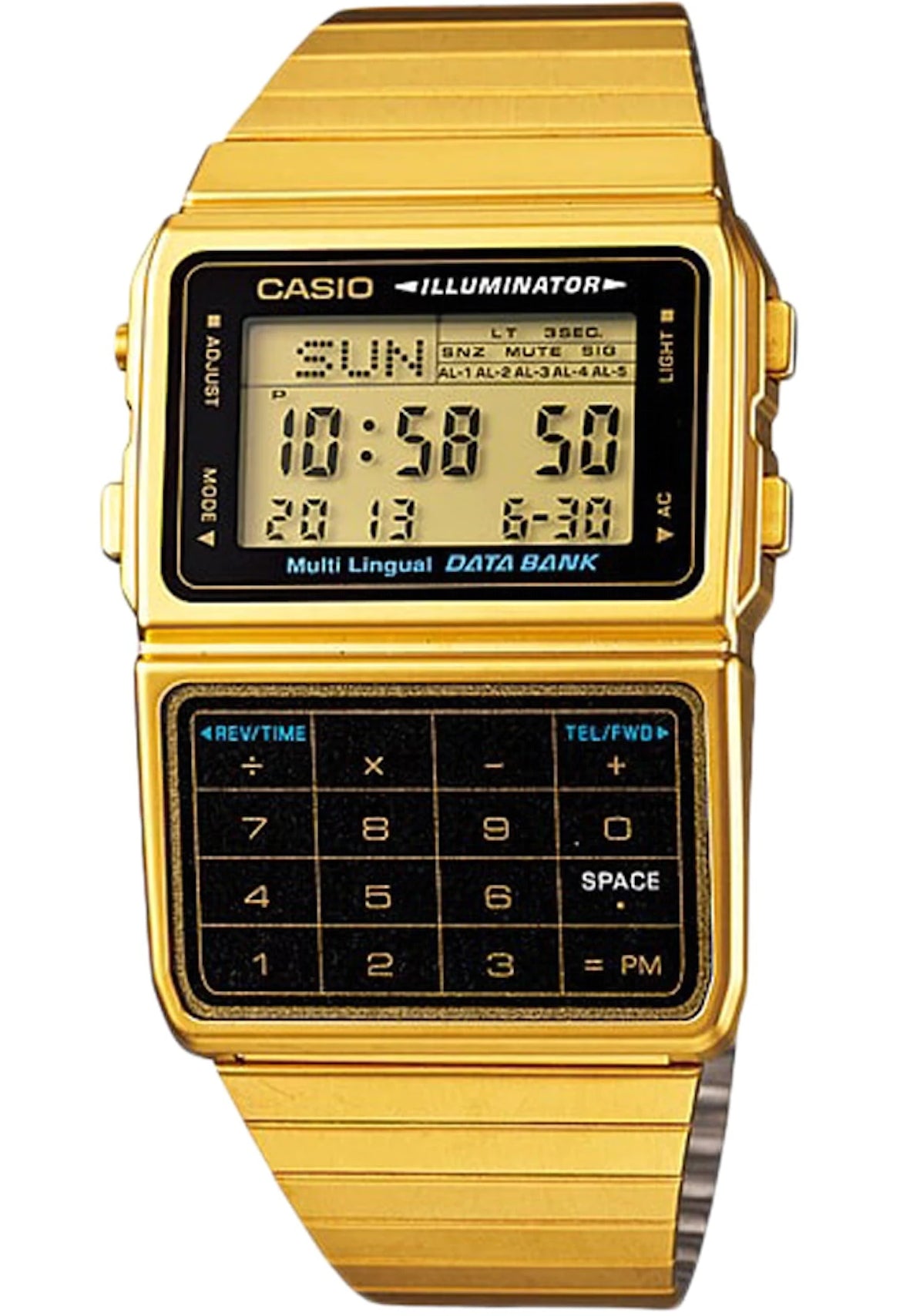 Unisex Watch CASIO VINTAGE Mod. DATABANK CALCULATOR, GOLD - BLACK