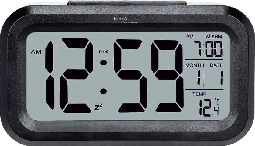 Clock ELITE Sveglia digitale con luce LED automatica (sensore crepuscolare) - NERO - Digital alarm clock with automatic LED light (twilight sensor) - BLACK