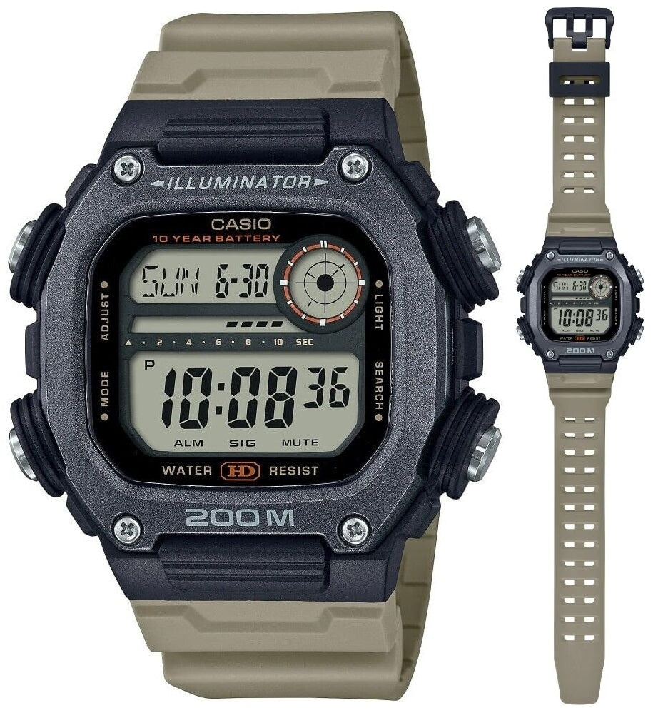 Men's Watch CASIO SPORT Mod. ILLUMINATOR DIVER 200M, 10 YEARS BATTERY - XL STRAP - TAUPE