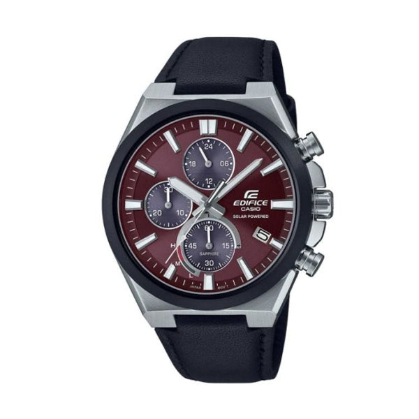 Men's Watch CASIO EDIFICE Mod. SOLAR POWERED CHRONOGRAPH, LEATHER - RED ***SPECIAL PRICE***