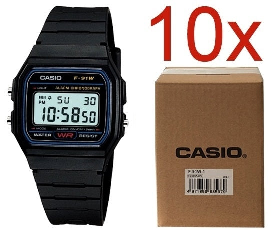 Unisex Watch CASIO VINTAGE F-91W-1YEG **PACK 10 PCS**
