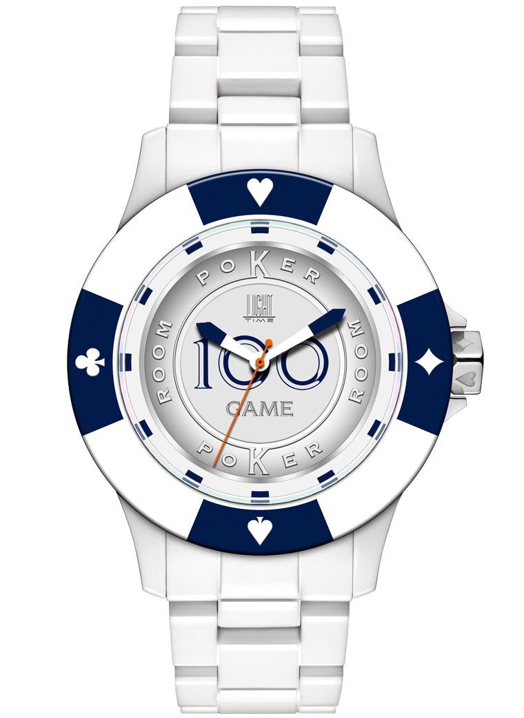 Men's Watch LIGHT TIME Mod. POKER - White / Blue