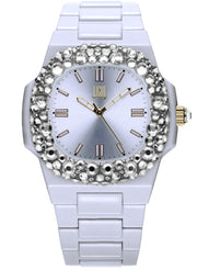 Women's Watch LIGHT TIME Mod. VELVET NAUTILUS - White Clear Strass