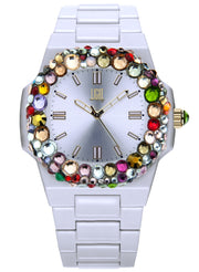 Women's Watch LIGHT TIME Mod. VELVET NAUTILUS - White Rainbow Strass