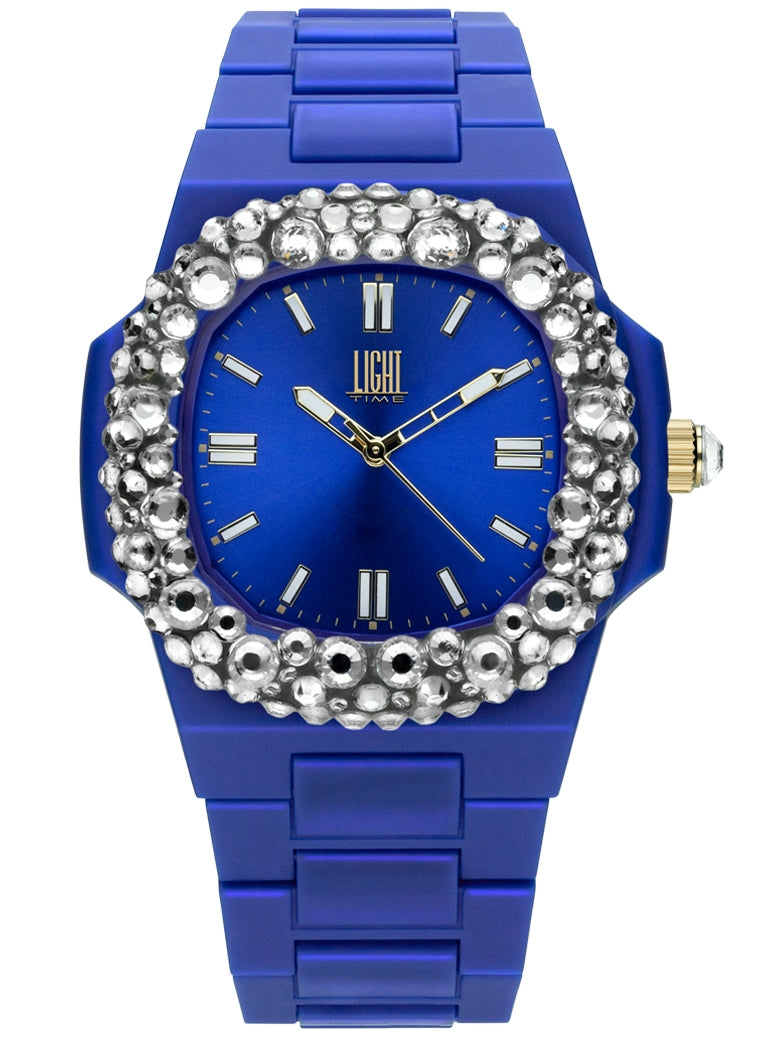 Women's Watch LIGHT TIME Mod. VELVET NAUTILUS - Blue Clear Strass