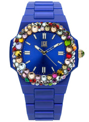 Women's Watch LIGHT TIME Mod. VELVET NAUTILUS - Blue Rainbow Strass
