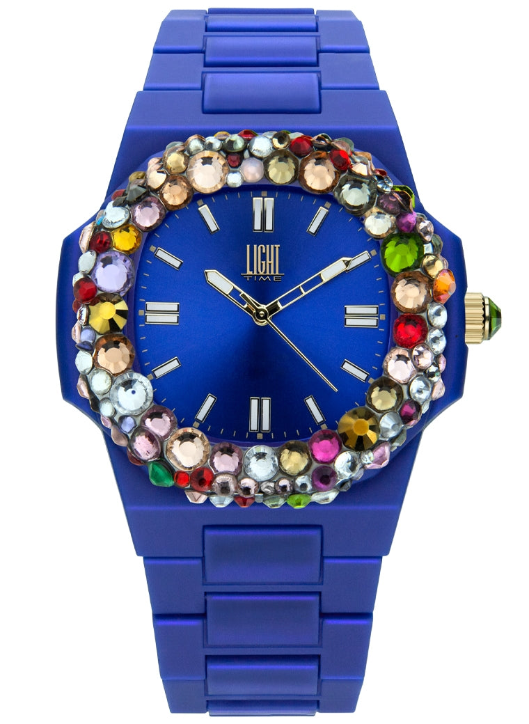 Women's Watch LIGHT TIME Mod. VELVET NAUTILUS - Blue Rainbow Strass