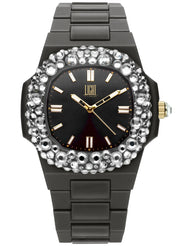 Women's Watch LIGHT TIME Mod. VELVET NAUTILUS - Black Clear Strass