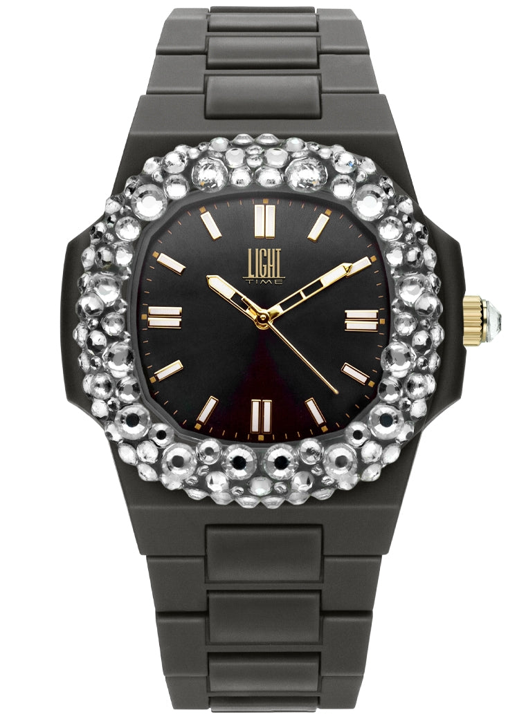 Women's Watch LIGHT TIME Mod. VELVET NAUTILUS - Black Clear Strass