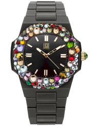 Women's Watch LIGHT TIME Mod. VELVET NAUTILUS - Black Rainbow Strass