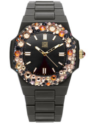 Women's Watch LIGHT TIME Mod. VELVET NAUTILUS - Black Rainbow Strass