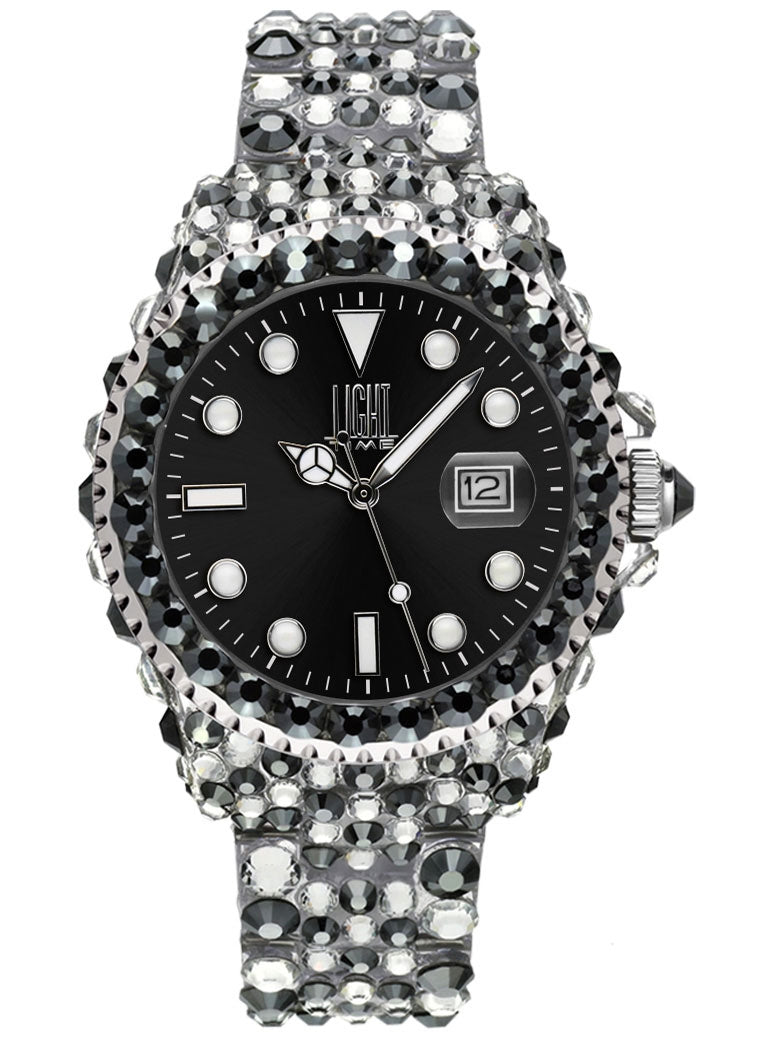 Women's Watch LIGHT TIME Mod. MEDITERRANEO - Full Strass / Black