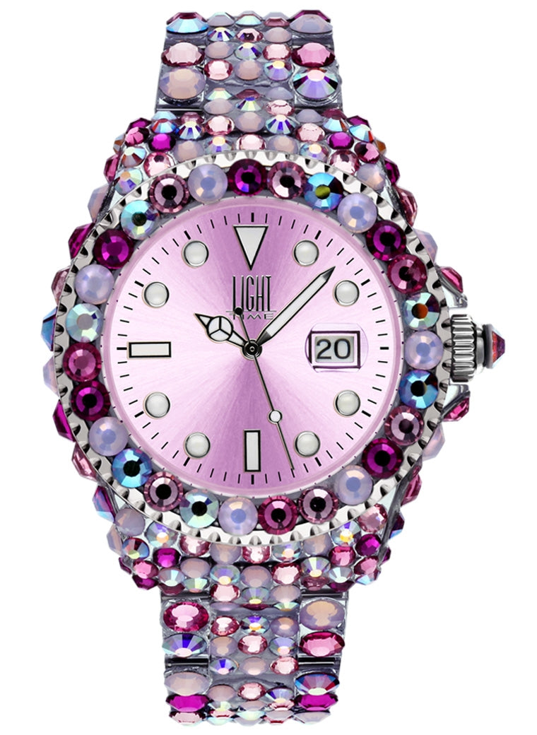 Women's Watch LIGHT TIME Mod. MEDITERRANEO - Full Strass / Pink